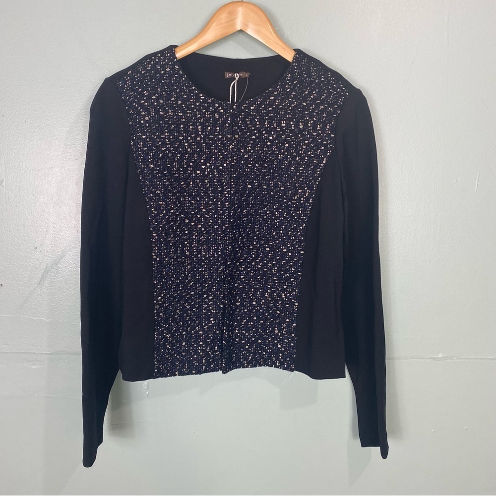 J McLaughlin Iris 3/4 Sleeve Jacket With Tweed Front Sz L